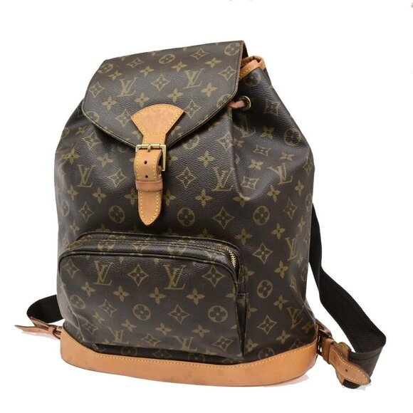 LOUIS VUITTON Montsouris GM Backpack Bag Monogram Leather Brown M51135 15ED904 - Picture 1 of 16